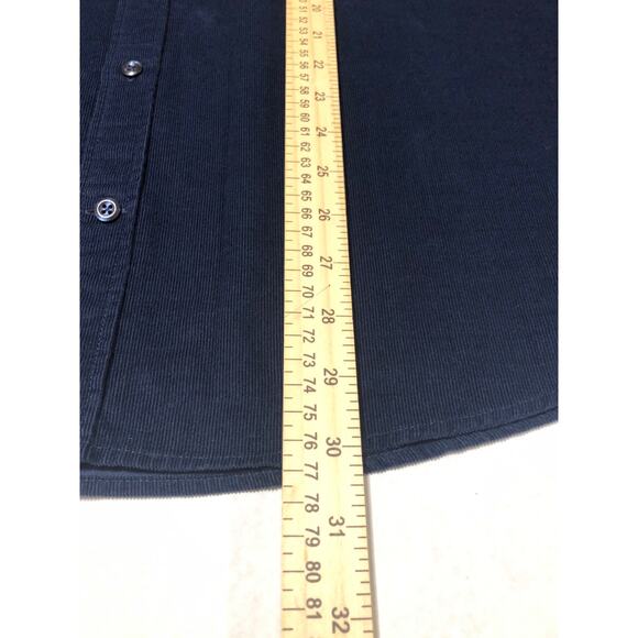 Express Solid Corduroy Button Down Casual Shirt Top Navy Blue Academia 17-171/2 - Picture 6 of 11